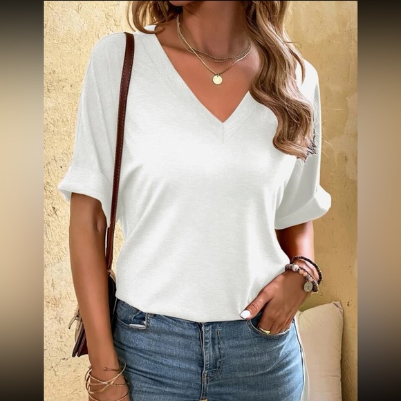 Boho casual V neck side slit oversized top - Picture 10 of 15